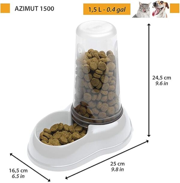 Ferplast Food or water dispenser for dogs and cats AZIMUT 1500 Pet dispenser 1, 5 Liter Dry food feeder water feeder, Sturdy plastic, Non-slip bottom, 16,5 x 25 x h 24,5 cm White - Image 2