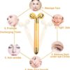 2 IN 1 Face Massager Roller Gold Facial Massager, Electric 3D Face Roller and T Shape Arm Eye Nose Head Massager Instant Face Lift Anti Wrinkles