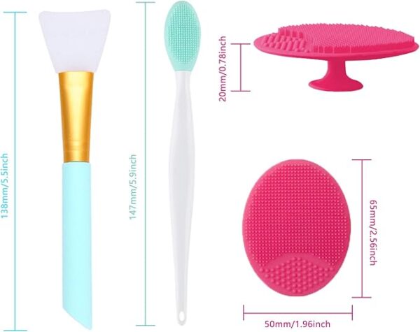 OBSCYON 6PCS Silicone Face Scrubber Kit, Manual Facial Cleansing Brush,Face Mask Brush, Exfoliating Lip Brush for Skin Care - Image 3