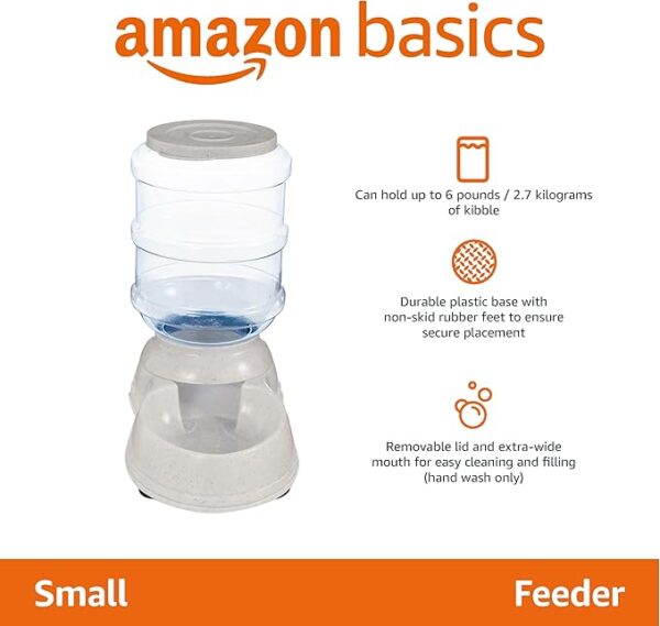 Amazon Basics Dog and Cat Food Feeder, Small, Grey - Image 3