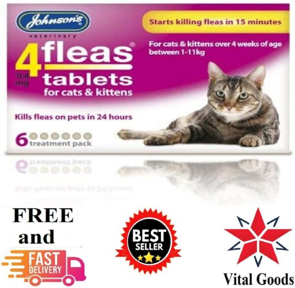 Johnsons 4Fleas Tablets for Cats and Kittens, 6 Treatment Pack, 14D083 - Image 3