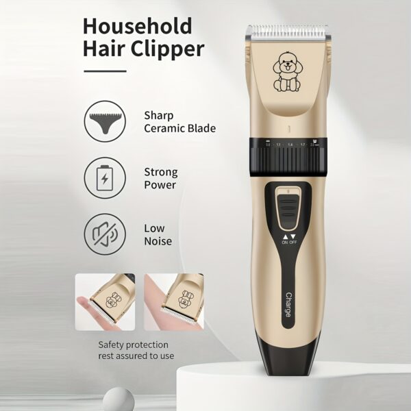 USB Rechargeable Pet Grooming Clipper – Low-Noise, Lithium Battery for Dogs & Cats, Suitable for All Hair Lengths - Image 3