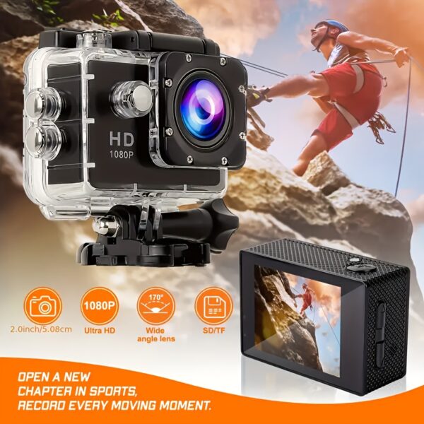 1080P HD Action Camera – Ultra HD Recording, 140° Wide-Angle Lens, LCD Screen, Digital Stabilization - Image 5