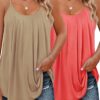 2-Pack Plus Size Tank Tops & Camis – Polyester Knit, Solid Color, Slingback Design for Spring/Summer
