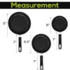KICHLY Induction Hob Pan Sets Non Stick, 3 Pcs Fryingpans, Professional Chefs Kitchen Cookware, 20cm, 24cm, and 28cm (Black, 1 Pack of 3)