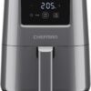Chefman 2L Mini Air Fryer – Digital Space-Saving Compact Air Fryer with Nonstick and Dishwasher Safe Basket, Quick & Easy Meals in Minutes, Features Digital Timer and Shake Reminder – Grey