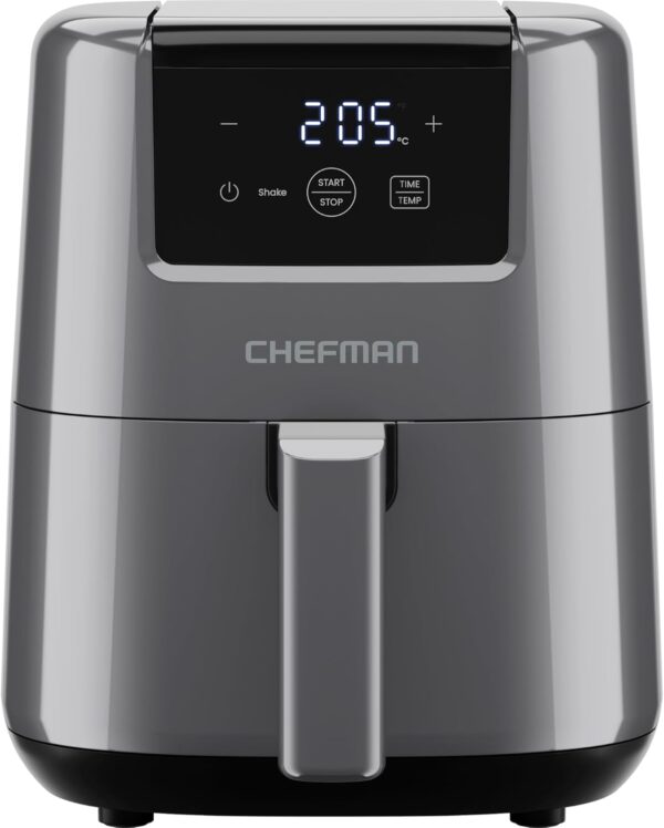 Chefman 2L Mini Air Fryer – Digital Space-Saving Compact Air Fryer with Nonstick and Dishwasher Safe Basket, Quick & Easy Meals in Minutes, Features Digital Timer and Shake Reminder – Grey