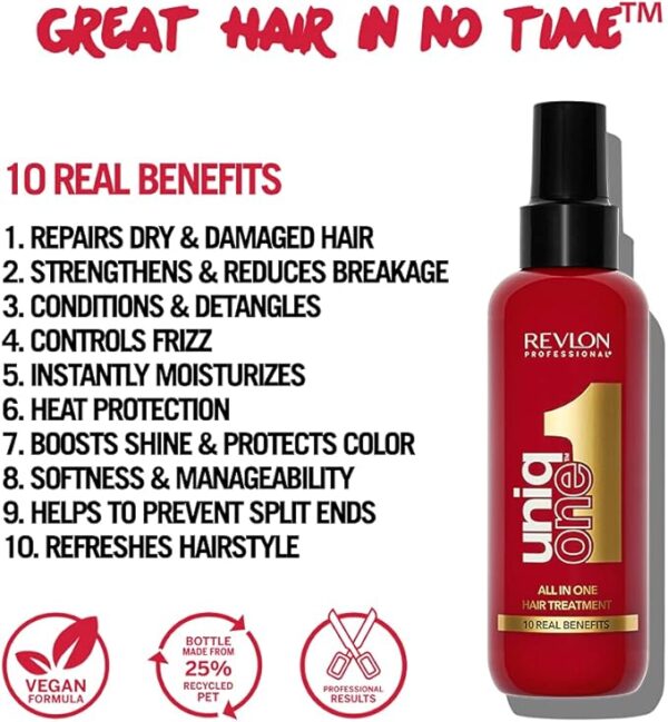 REVLON PROFESSIONAL Uniqone Hair Treatment, Moisturizing Leave-in Hair Treatment, Repair for Damaged Hair, Hair Treatment, Classic Fragrance – 150 ml - Image 2