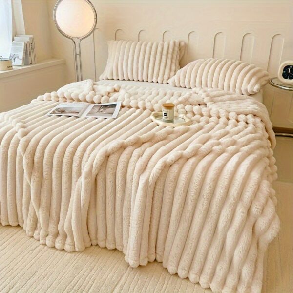 Rabbit Fur Throw Blanket – Soft, Warm & Cozy for Couch, Bed & Travel – All-Season Gift - Image 4