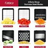 Vegetable Chopper Cutter Mandoline Slicer Cheese Grater - Food Onion Salad Veggie Chopper with Container - French Fry Potato Dicer Slicer Cutter - Kitchen Tools Gadgets (6-in-1 Compact White)