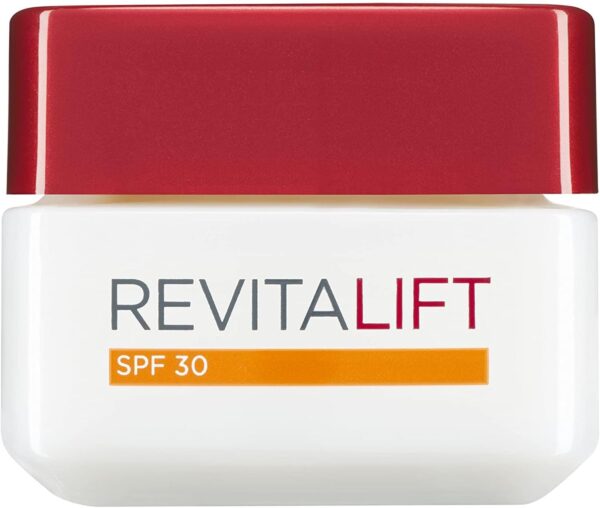 L’Oréal Paris Revitalift Hydrating SPF 30 Day Cream, Smooth Wrinkles, Firms and Moisturise Skin, Pro-Retinol and Elasti-Peptides, 50ml