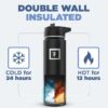 Insulated Water Bottle with Straw Lid Wide - 650 Milliliters(3 Lids) - Double-Walled Stainless Steel Metal Leakproof Travel Sports Gym Camping Flask