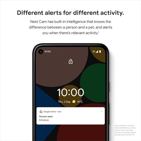 Google GJQ9T Nest Cam (Indoor, Wired) Security Camera - Smart Home WiFi Camera - Image 3