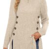 Sampeel Women's Long Sleeve Tops Jumpers Symmetrical Button Down Collar Slimming Striped Design Lightweight Sweatshirt