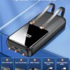 Power Bank Fast Charging 15000mAh, Portable Charger with 2 Built-in Cables & 3 Ports, Powerbank with LED Display, Battery Pack Compatible with iPhone 16 15 14 13 Android and more, Black