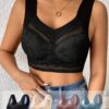 4pcs Women's Lace Contrast Underwear – Wire-Free, Daily Bra Set