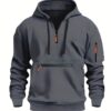 7afeae6b-d569-40d0-9212-73066cbb54cd.jpg Men's Cozy Hooded Sweatshirt – Soft Long Sleeve, Kangaroo Pocket & Half-Zip for Fall/Winter