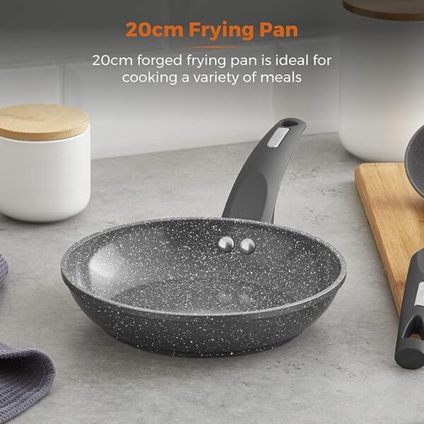 Tower Cerastone T81222 Forged Frying Pan with Non-Stick Coating and Soft Touch Handles, Graphite, 20 cm - Image 2