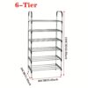 1PC 6 Tier Metal Shoe Rack Tall Storage Stand Footwear Plant Display Door Hallway Black