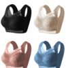 4pcs Women's Lace Contrast Underwear – Wire-Free, Daily Bra Set