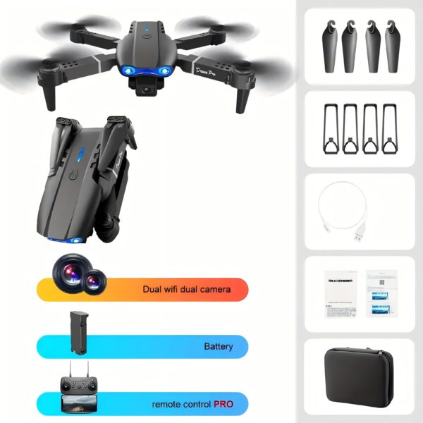 Foldable RC Drone with HD Dual Camera & Altitude Hold – Wi-Fi Remote Control Toy for Kids & Adults" USB Rechargeable - Image 4