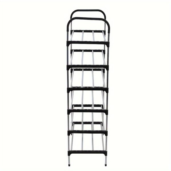 1PC 6 Tier Metal Shoe Rack Tall Storage Stand Footwear Plant Display Door Hallway Black - Image 9