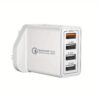 4-Port USB Fast Charger – Quick Charge 3.0 Adapter for iPhone, Android, Cameras & More – UK Plug