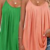 2-Pack Plus Size Tank Tops & Camis – Polyester Knit, Solid Color, Slingback Design for Spring/Summer