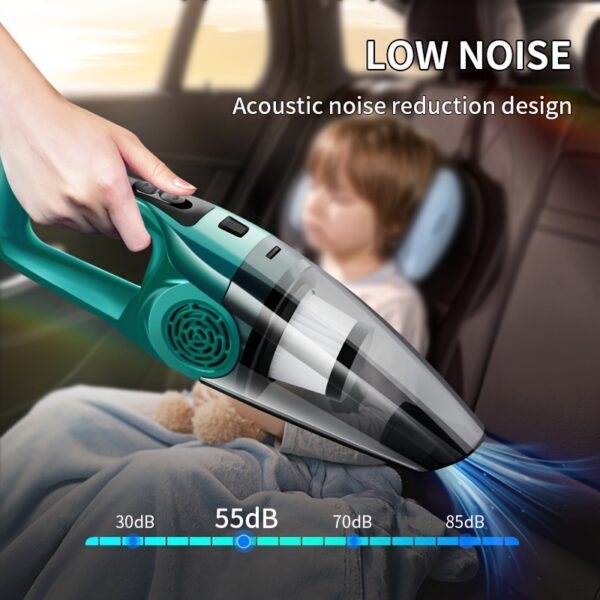 12V Handheld Car Vacuum Cleaner – Strong Suction, Portable Dust Remover for Pet Hair, Crevice Tool & Flat Nozzle - Image 5