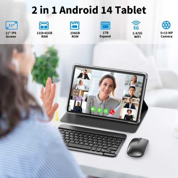 11-inch 2-in-1 Android 14 Tablet – 12GB RAM, 256GB Storage, with Keyboard, Mouse, Case & Stylus - Image 4