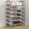 1PC 6 Tier Metal Shoe Rack Tall Storage Stand Footwear Plant Display Door Hallway Black