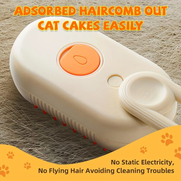 3-in-1 Rechargeable Steam Pet Brush – Self-Cleaning, Massage & Hair Removal for Cats & Dogs - Image 4