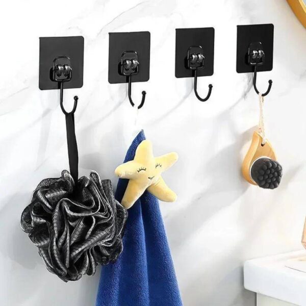T&C 5/10pcs Self-Adhesive Rotating Waterproof Sticker Hooks - Easy Install Wall & Door Organizer for K - Image 7
