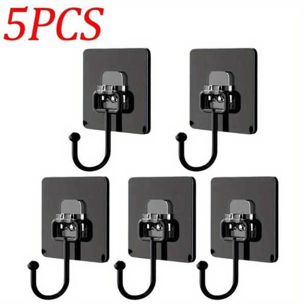 T&C 5/10pcs Self-Adhesive Rotating Waterproof Sticker Hooks - Easy Install Wall & Door Organizer for K - Image 9