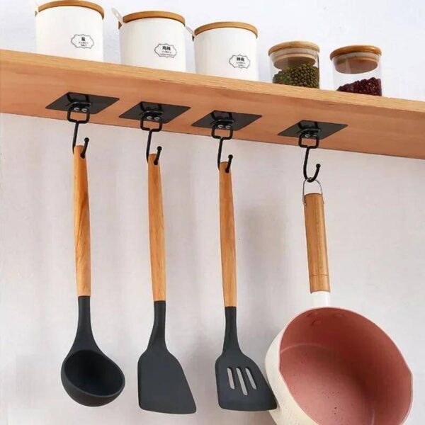 T&C 5/10pcs Self-Adhesive Rotating Waterproof Sticker Hooks - Easy Install Wall & Door Organizer for K - Image 5