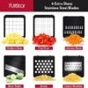Vegetable Chopper Vegetable Cutter Mandoline Vegetable Slicer - Veggie Onion Salad Food Chopper Manual - Potato Chipper - Veg Chopper and Dicer - Kitchen Tools & Gadgets (6-in-1 Compact White)