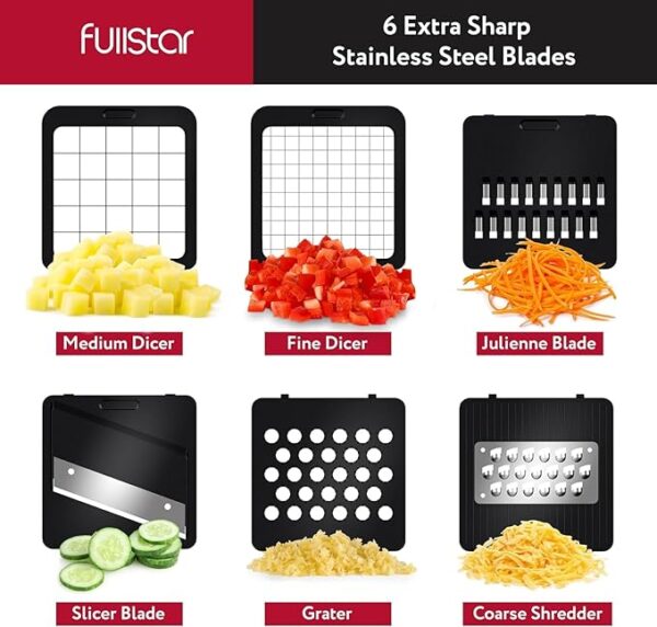 Vegetable Chopper Vegetable Cutter Mandoline Vegetable Slicer - Veggie Onion Salad Food Chopper Manual - Potato Chipper - Veg Chopper and Dicer - Kitchen Tools & Gadgets (6-in-1 Compact White) - Image 8