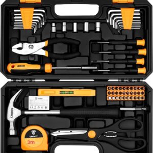 DEKO Tool Kit Set Box 62 Piece Home Repair DIY Tools Basic Hand Toolbox Sets for Home