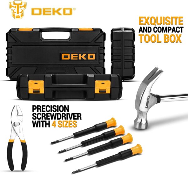 DEKO Tool Kit Set Box 62 Piece Home Repair DIY Tools Basic Hand Toolbox Sets for Home - Image 4