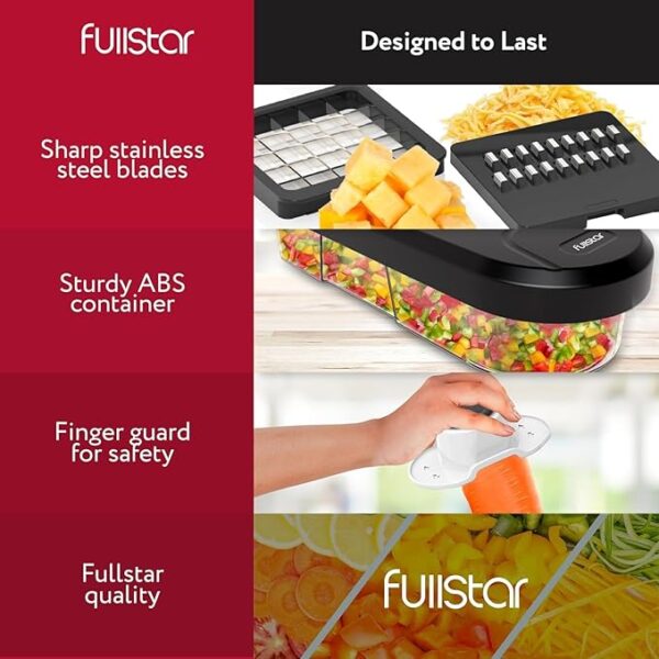 Vegetable Chopper Vegetable Cutter Mandoline Vegetable Slicer - Veggie Onion Salad Food Chopper Manual - Potato Chipper - Veg Chopper and Dicer - Kitchen Tools & Gadgets (6-in-1 Compact White) - Image 6