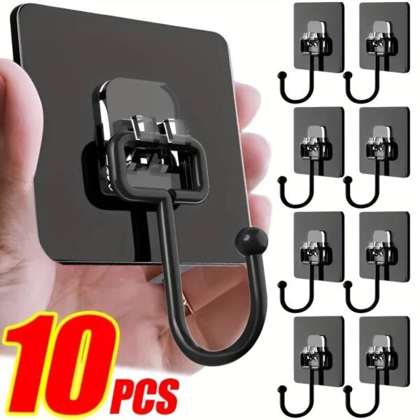 T&C 5/10pcs Self-Adhesive Rotating Waterproof Sticker Hooks - Easy Install Wall & Door Organizer for K