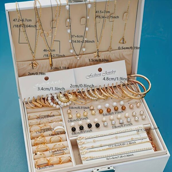 T&C A Set of 86 Fashionable And Elegant Jewelry Pieces for Women, Including Necklaces, Earrings, - Image 4
